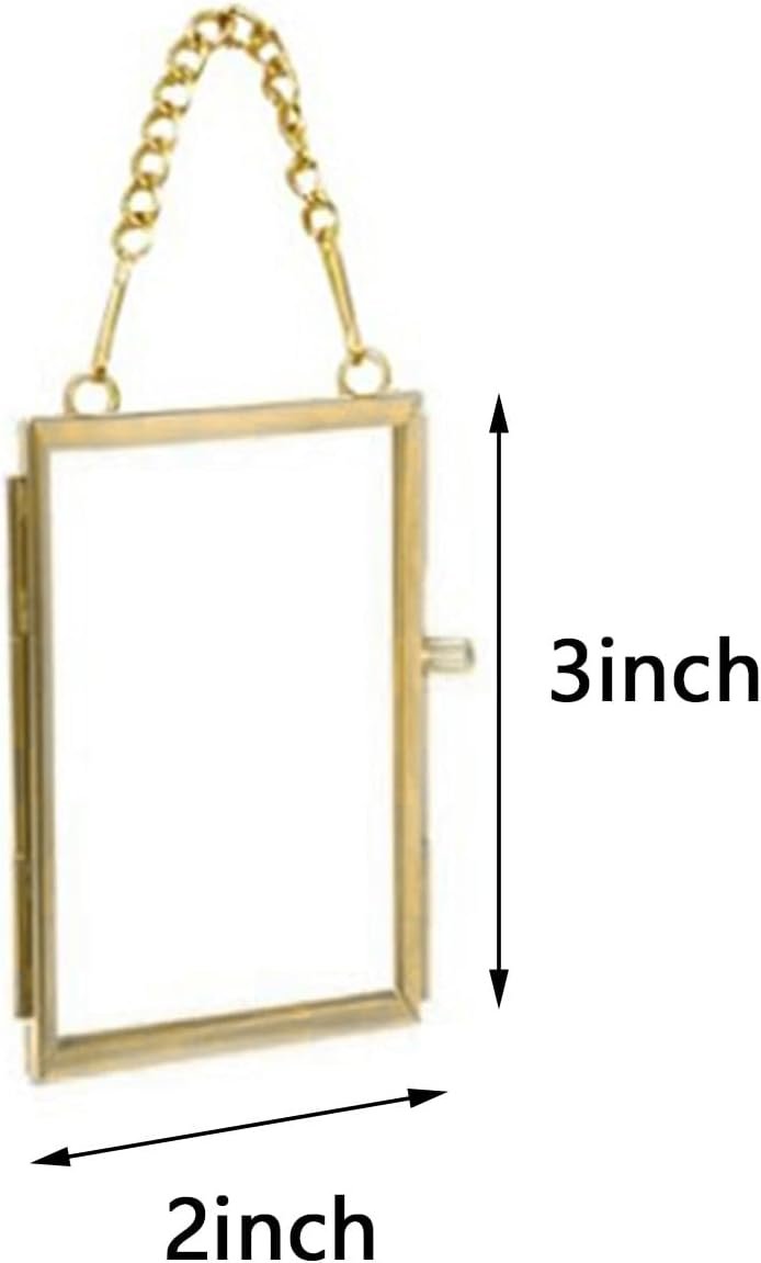 4PCS Glass Frame for Pressed Flowers, 2x3 Inch Brass Hanging Photo Frame Double Glass Frame with Chain DIY Vintage Home Decor - Image 2