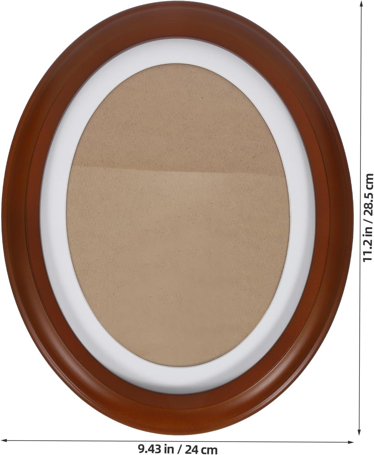 10 Inch Classic Oval Wood Picture Frame Oval Photo Frame Wall Hanging Picture Frame for Living Room Bedroom Decoration B, 28.50X24.00X2.70CM, Brown, - Image 2
