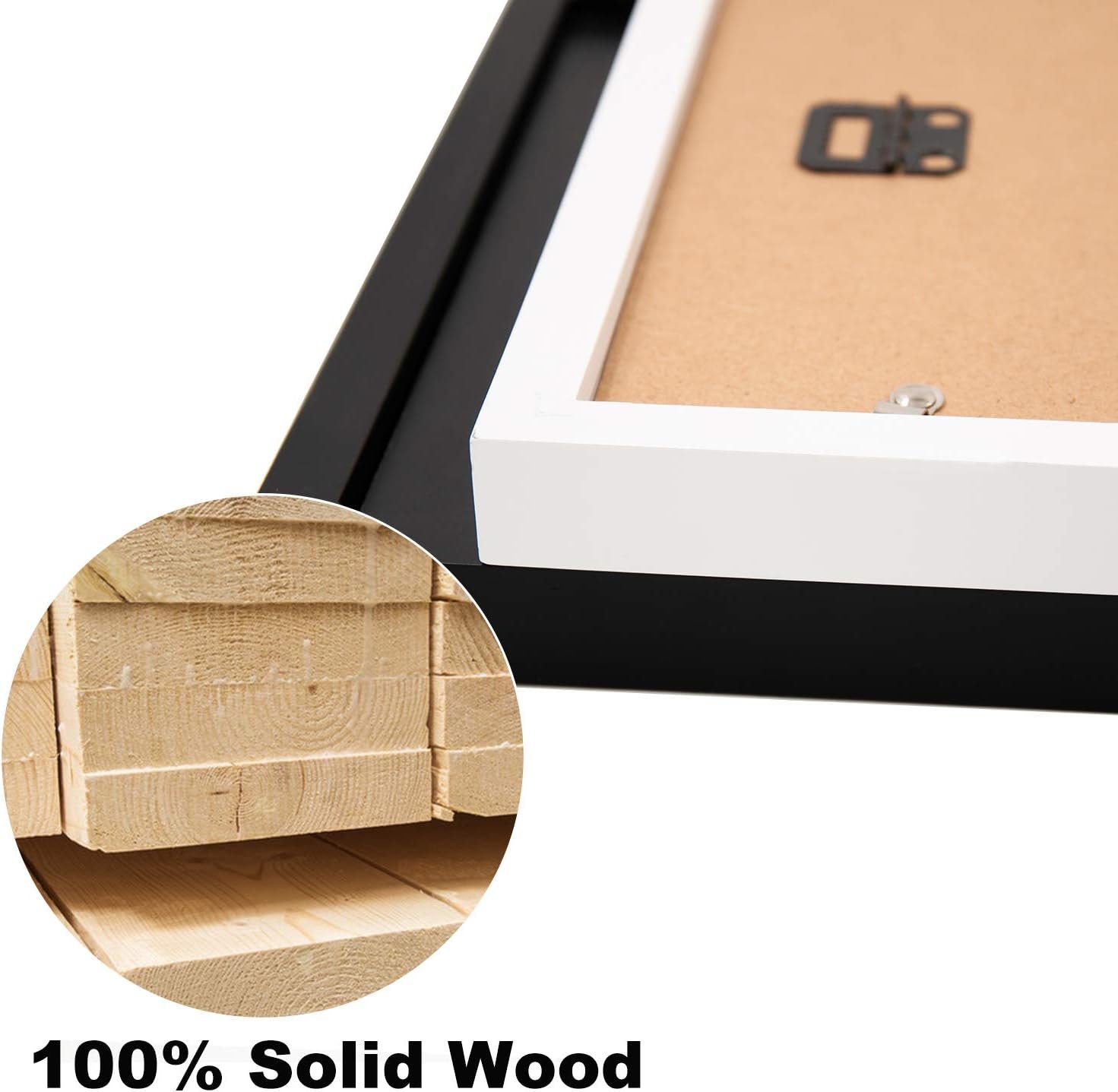 11x14 Picture Frames Set of 4, Made of Solid Wood Covered by Plexiglass 5x7 and 8x10 with Mat or 11x14 without Mat, for Table Top Display and Wall Mounting Photo Frame Black - Image 2