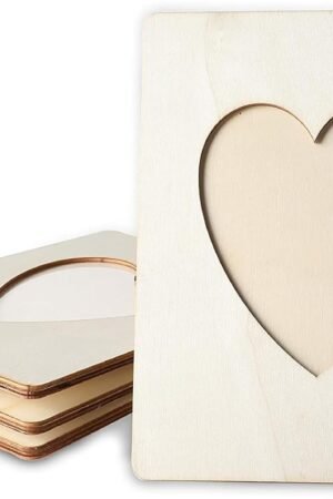 Heart Shaped Unfinished Wood Picture Frames for 4 x 6 Photos (5.9 x 7.9 In, 4 Pack)