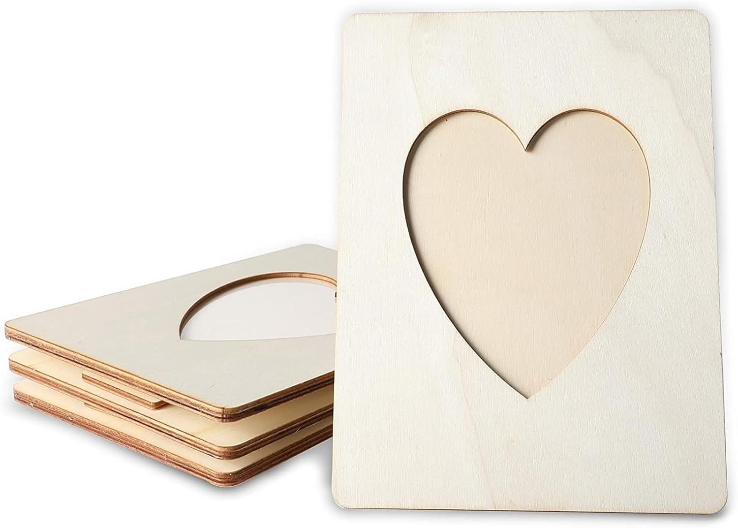 Heart Shaped Unfinished Wood Picture Frames for 4 x 6 Photos (5.9 x 7.9 In, 4 Pack)