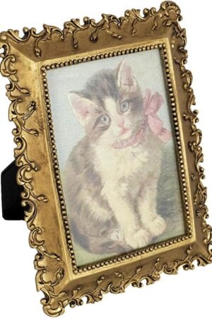 Vintage Picture Frame 3.5x5 Gold Metal Natural Flower Vines with Real Glass, Vintage Metal Photo Frame for Tabletop Desktop Ornate Vintage Picture Frame Home Decor Gift