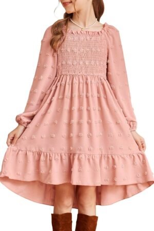 Girls  Long Sleeve Dresses  Polka Dots Pockets Dress Size 6-15 Years