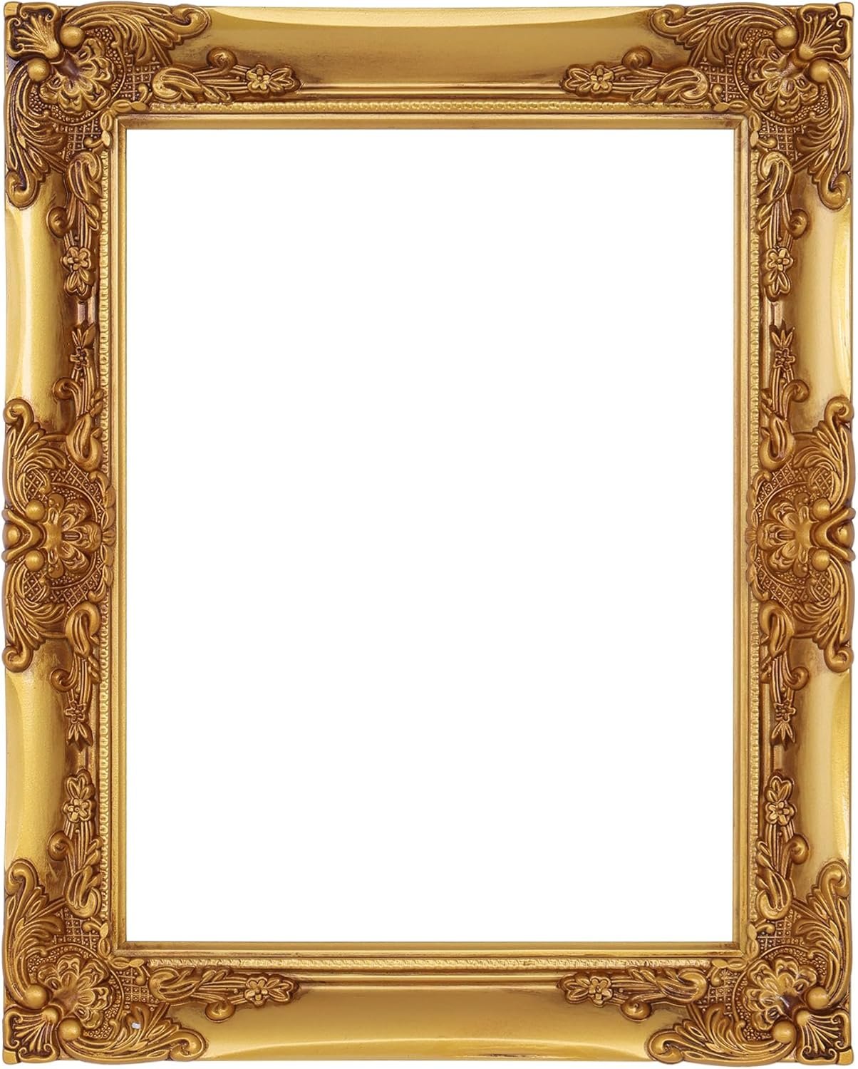 Ornate Wooden Gold Picture frames,12x16 Picture Frame for Photo Frame,Canvas Frames,Art Panels Frame,Paintings,Artwork,Corner Ornaments Gold Frames,12x16 Frame without Acrylic Glass and Backing