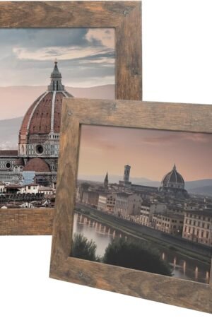 , 8x10 Picture Frame - Country Wood Grain Style - Tabletop Display, Back Hangers for Wall Display - Great for Photos, Gift, Pictures, Wedding, Portraits (2 Pack, Brown)