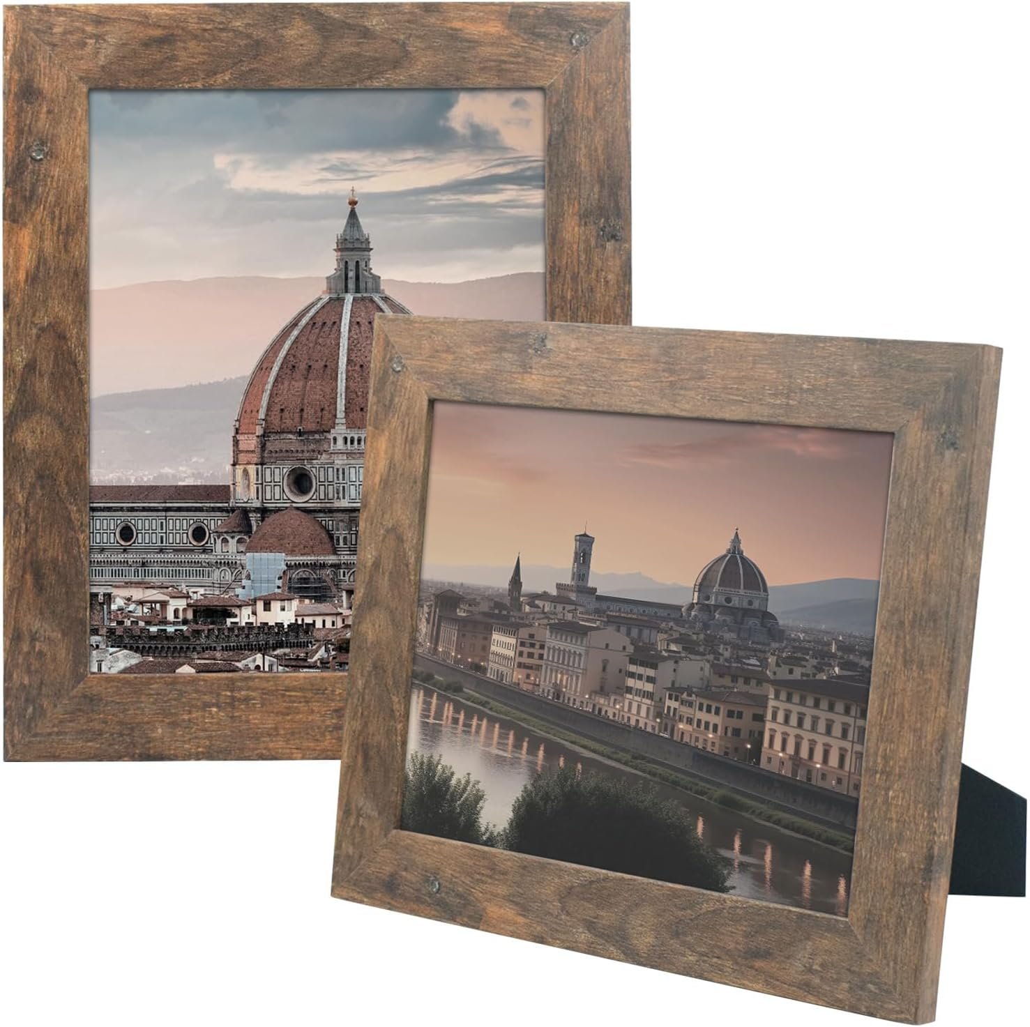 , 8x10 Picture Frame - Country Wood Grain Style - Tabletop Display, Back Hangers for Wall Display - Great for Photos, Gift, Pictures, Wedding, Portraits (2 Pack, Brown)