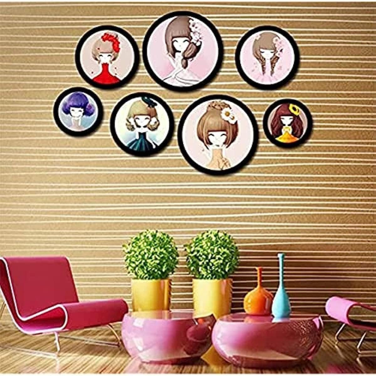 Photo Frames,14inch Black Round Wall Home Photo Frame DIY Hanging Multi Picture Photo Frames Living Room Photo Wooden Picture Frame Wall Decorations - Image 2
