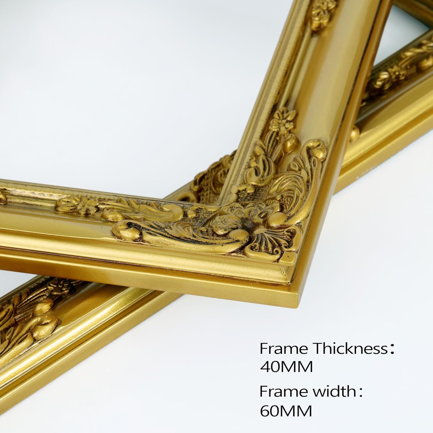 Ornate Wooden Gold Picture frames,12x16 Picture Frame for Photo Frame,Canvas Frames,Art Panels Frame,Paintings,Artwork,Corner Ornaments Gold Frames,12x16 Frame without Acrylic Glass and Backing - Image 2