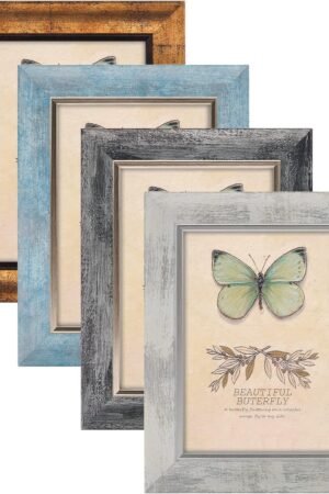 5x7 Picture Frames Set of 4 Rustic Retro Photo Frame with HD plastic cover for all Mount and Tabletop Display Family Friends Wedding Gift