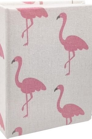 Kids Photo Album, 100 Pockets 4x6 Picture Album, Slip-in Linen Cover Photo Album Book for Boys, Girls(Flamingo)