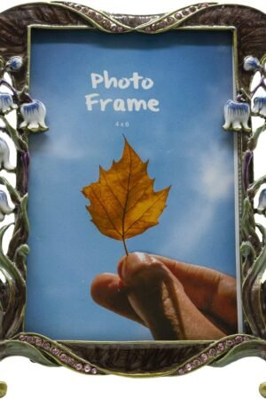 Floral Picture Frame 4x6, Vintage Photo Frame Made of Metal and High Definition Glass for Table Top Display, Home Decor, Retro Photo Frame