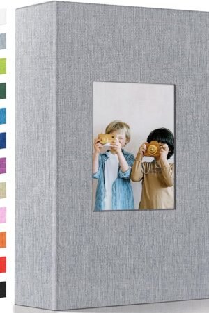 Photo Album 4x6 with 300 Pockets,Slip-in Picture Albums,Linen Cover Memory Book with Front Window,White Page Vertical Photo Book for Wedding,Family,Anniversare,Baby,Vacation