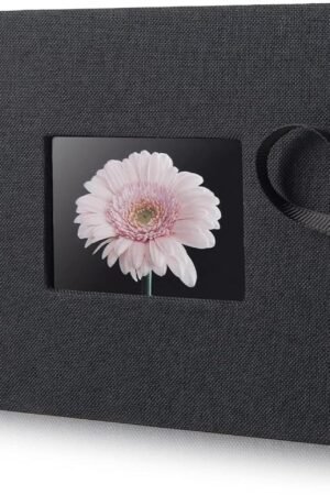 Small Photo Album 4x6,  Picture Album Holds 24 Horizontal Photos, Linen Fabric Cover Picture Book for Photos with Front Window, Mini Brag Book Photo Books for Weddings Family Boudoir